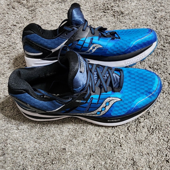 Saucony Triumph ISO 2 Blue & Black Running Shoes, Men’s 10 - Picture 2 of 5